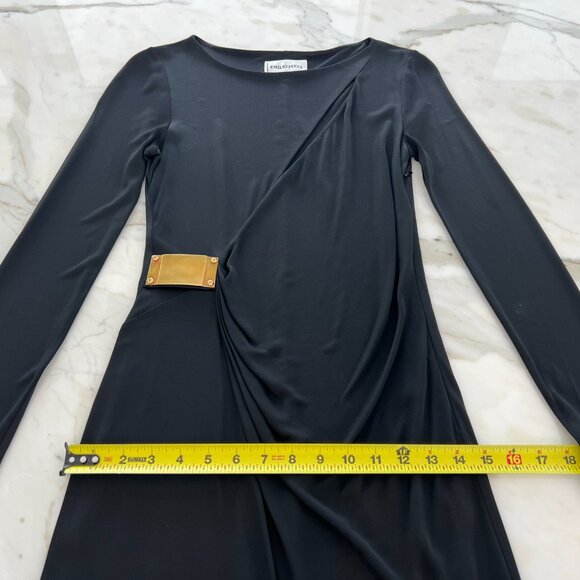EMILIO PUCCI BLACK FAUX WRAP GOLD BUCKLE DRESS MODEL 36RH41 SIZE IT 40 / US 6 - Picture 10 of 17